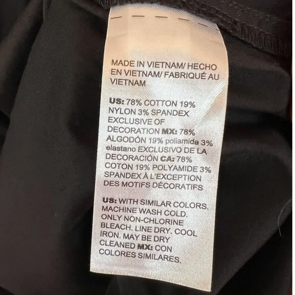 Chico's Women Black Poplin Tiered Mini Dress Black Embroidered Notch Neck 1 8/10 - Picture 6 of 6